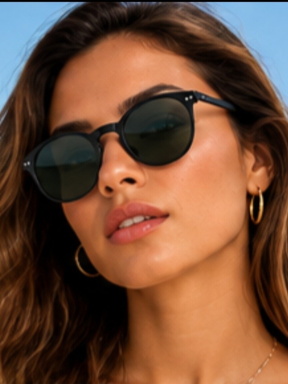 Classic Black Round Unisex Sunglasses Polorized
